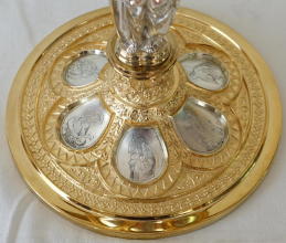Solid silver gilt antique French Romanesque Chalice with Enamels